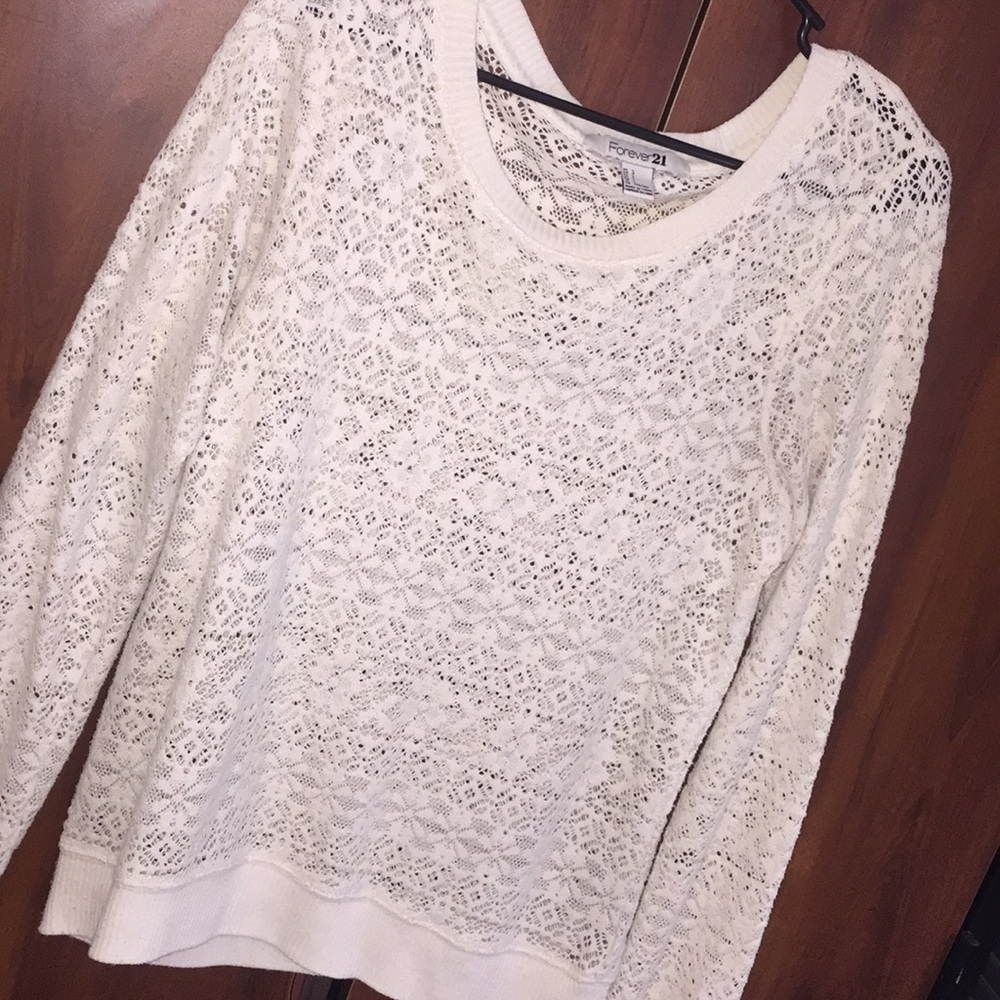 White lace sweater from F21.